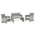 Outdoor Patio Sectional Sofa Set, 4 Piece Patio Furniture Set with 2 Chairs, 2 Footstools, 1 Coffee Table, All-Weather PE Rattan Outdoor Conversation Set for Backyard, Porch, Garden