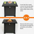 SEGMART 28'' Outdoor Gas Fire Pit Table, 40,000 BTU Propane Patio Heater with Lid and Lava Rocks, Propane Fire Pit Table with Auto-Ignition for Garden Patio Backyard Picnic, All-weather Fire Pit, B27