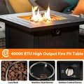SEGMART 28'' Outdoor Gas Fire Pit Table, 40,000 BTU Propane Patio Heater with Lid and Lava Rocks, Propane Fire Pit Table with Auto-Ignition for Garden Patio Backyard Picnic, All-weather Fire Pit, B27