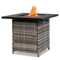 SEGMART 28'' Outdoor Gas Fire Pit Table, 40,000 BTU Propane Patio Heater with Lid and Lava Rocks, Propane Fire Pit Table with Auto-Ignition for Garden Patio Backyard Picnic, All-weather Fire Pit, B27