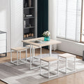Kitchen Dining Set for Dining Room, 4-Piece Metal Wood Dine Set with 4 Stools, Industrial Rectangle Table and Chair with MDF Wood Tabletop and Sturdy Steel Frame, White, S9992