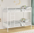 Bunk Bed Twin over Twin, SEGMART Metal Twin over Twin Bunk Bed Frame, Kids Bunk Beds for Small Rooms, Solid Metal Bunk Beds for Kids/Adults, with Ladder/Safety Rail, No Box Spring Needed, White, H1364