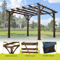 10' x 12' Patio Pergola, Weather-Resistant Cedar Wood Pergola with Ground Stakes, Wood Grape Gazebo for Climbing Plant Support, Garden, Patio, Backyard, Deck, Brown