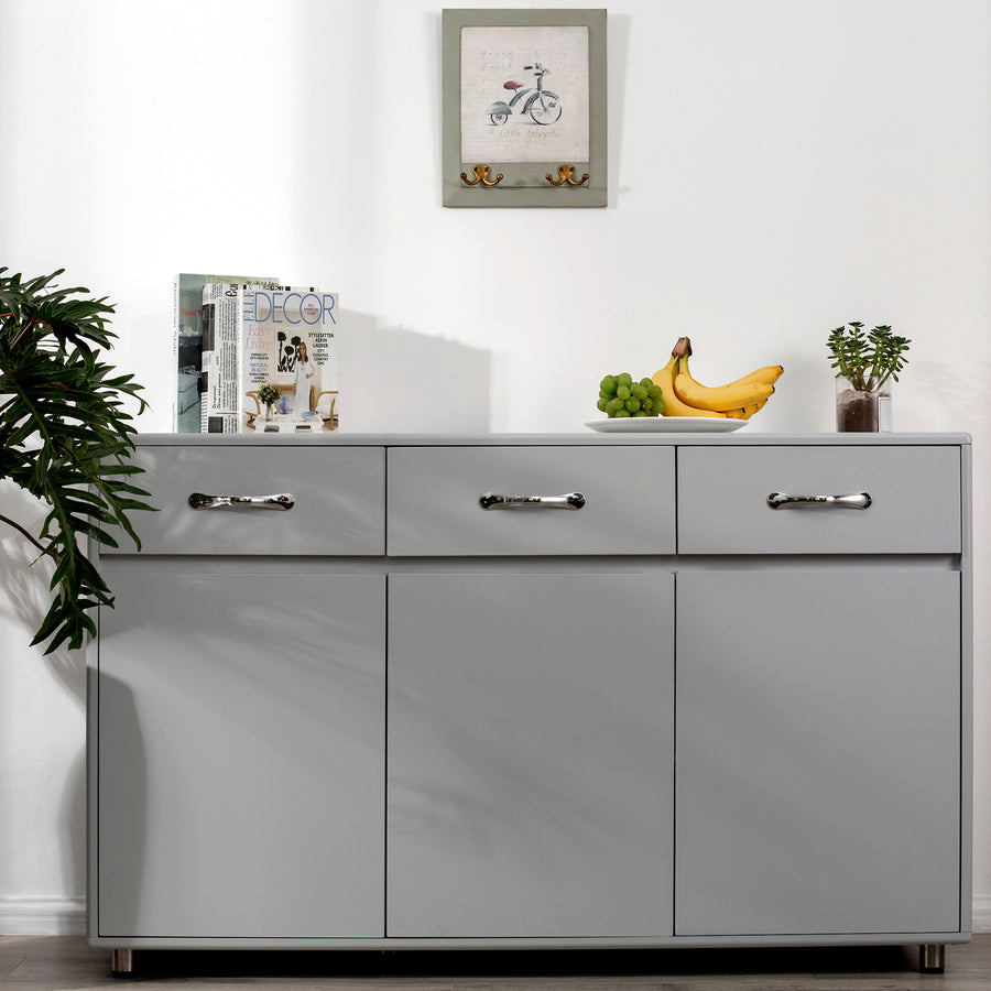 Storage Buffet Cabinet, 52'' X 15.7'' X 32'' Sideboard Buffet Storage Cabinet w/3 Storage Drawers and 3 Door Cabinets, Simple Sideboard Table with Steel Tube Legs for Dining Room, 176.4 lbs, S1393