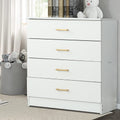 4 Drawer Dresser, 26'' x 13'' x 29'' Simple Elegant Chest of Drawers w/Metal Handles, Durable MDF Wood Chest Cabinet for Bedroom, Pure White Universal Drawer Chest for Closet to Storing Clothes, S7880