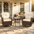 SEGMART 3 PCS Patio Swivel Rocker Set, PE Rattan Swivel Bistro Table Set, Outdoor Conversation Set with Glass Tabletop and Cushions for Balcony Patio Deck Poolside
