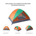 Family Tents for Camping Bundle, Camping Tent Sun Dome Tent with Camping Accessories, Camping Instant Tent for 2-Person Double Door, Orange & Green, S10421