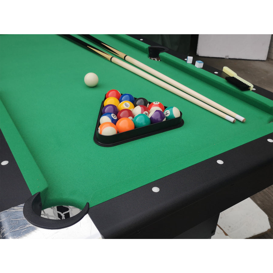 SEGMART 6 Ft Folding Pool Table, Multifunctional Billiard Table, Dining Table, Indoor Game Table, All Accessories Included, Beige with Blue Felt