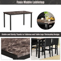 Kitchen Dining Table Set, Metal Kitchen Table Sets with 4 Chairs, Faux Marble Rectangular Breakfast Table w/Metal Legs & Black Finish Frame, Dining Table Sets for an Apartment Breakfast, SS1288
