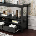 57.9" 3-Tier Vintage Console Table with 3 Drawers, Buffet Sideboard Hallway Foyer Table with Storage Shelves, Narrow Long Sofa Entryway Table for Living Room, Kitchen Counter, Black