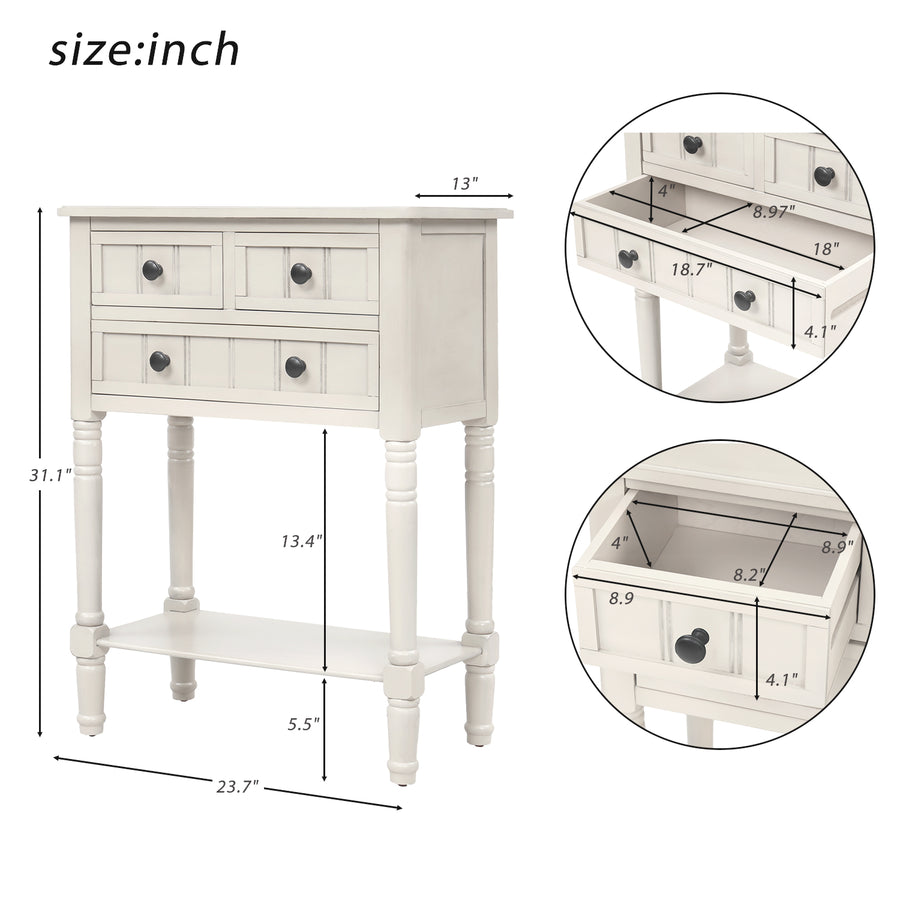 Console Table with Drawers, SEGMART 23" Small Sofa Table White Entry Table with Storage, Wood Entryway Table with Shelf, Small Console Table for Small Spaces Living Room Entryway Hallway Foyer, H1056