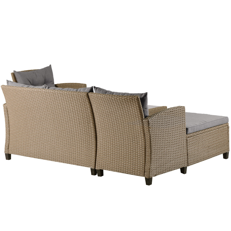 Patio Furniture Set Clearance, 4 Piece Patio Furniture Sets with Loveseat Sofa, Lounge Chair, Wicker Chair, Coffee Table, All-Weather Patio Sectional Sofa Set with Cushions for Backyard Garden Pool