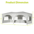 10x20 FT Foldable Outdoor Canopy with 6 Removable Sidewalls, SEGMART Pop Up Gazebo Tent with Adjustable Leg Heights, Portable Canopy Tent with Carry Bag for Party Wedding Events Beach BBQ, White