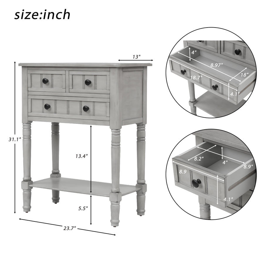 Entryway Table with Drawers and Shelf, SEGMART 23" Small Console Table Gray Sofa Table with Storage, Elegant Console Table Small Entry Table for Small Spaces Living Room Entryway Hallway Foyer, H1059
