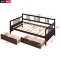 Twin Daybed Bed, SEGMART Captain Sofa Bed with 2 Storage Drawers, Wood Twin Daybed Bed with 10 Slats Strong Support, Farmhouse Style Solid Wood Bedframe for Kid's Room, Teens, Espresso, SS2660
