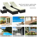 SEGMART 3 Pieces Outdoor Rattan Wicker Lounge Chairs Set, Adjustable Reclining Backrest Lounger Chairs and Table, Modern Rattan Chaise Chairs with Table & Cushions, Chaise Lounge for Pool, Yard, Deck