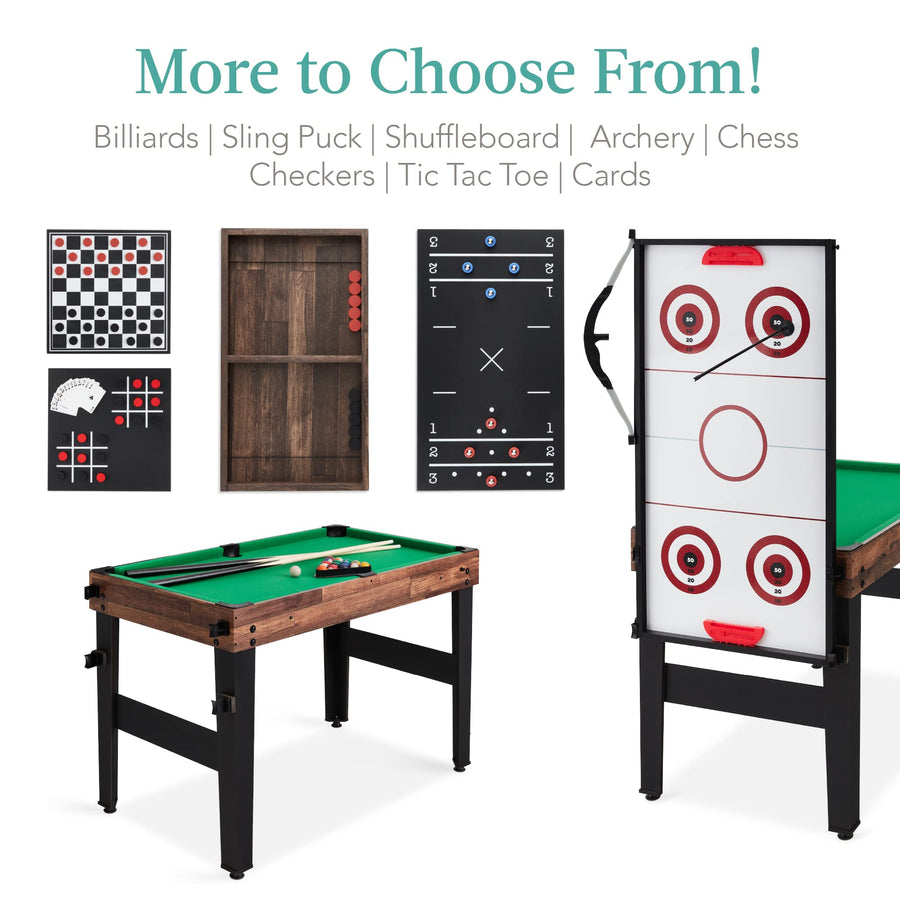 16-in-1 Multi Game Table for Home, Folding Combo Game Table Set with Ping Pong, Foosball, Basketball, Air Hockey for Game Room, Game Table with Archery, Chess, Checkers, Shuffleboard, Bowling
