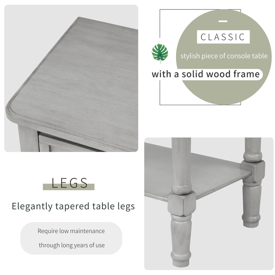 Entryway Table with Drawers and Shelf, SEGMART 23" Small Console Table Gray Sofa Table with Storage, Elegant Console Table Small Entry Table for Small Spaces Living Room Entryway Hallway Foyer, H1059