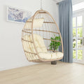 Hanging Egg Chair, Indoor Outdoor Swing Egg Chair Without Stand, Wicker Hammock Chair Swing with Cushion & Hanging Chain, Hanging Lounge Chair for Patio Backyard Balcony Garden Bedroom