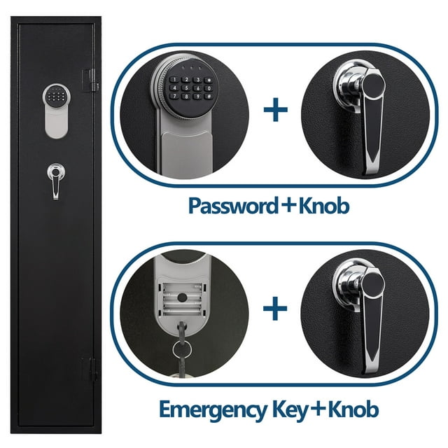 Gun Cabinet, Gun Safe with Keypad, Rifle Safe with 3 Pistol Holders, Gun Safe with Internal Light/Removable Shelf/Alarm System, Gun Safes for Rifles/Shotguns, 3.6 Cu.Ft Gun Safe Hold 2-3 Rifles, H2415