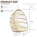 Hanging Egg Chair, Indoor Outdoor Swing Egg Chair Without Stand, Wicker Hammock Chair Swing with Cushion & Hanging Chain, Hanging Lounge Chair for Patio Backyard Balcony Garden Bedroom