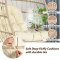 Hanging Egg Chair, Indoor Outdoor Swing Egg Chair Without Stand, Wicker Hammock Chair Swing with Cushion & Hanging Chain, Hanging Lounge Chair for Patio Backyard Balcony Garden Bedroom