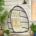 Hanging Egg Chair, Indoor Outdoor Swing Egg Chair Without Stand, Wicker Hammock Chair Swing with Cushion & Hanging Chain, Hanging Lounge Chair for Patio Backyard Balcony Garden Bedroom