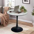 Modern White Dining Table, Breakfast Nook Dining Table, Mid Century Coffee Tea Table, Leisure Living Room Bistro Bar Table, Tulip Round Table for Small Space Dining Room Cafe Bar, Easy Assembly, K2045