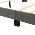 Upholstered Platform Queen Bed Frame, Grey Button Tufted Platform Queen Bed Frame with Headboard, Linen Fabric Bed Frame with Wood Slat Support, Box Spring Needed, Easy Assembly, 500lbs, Grey, SS11