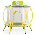 4FT Trampoline with Safety Enclosure Net for Kids, Toddler Mini Trampoline with Basketball Hoop, Ball, Indoor Outdoor Recreational Trampoline with Arc Designed, Gift for Boys & Girls, Light Yellow