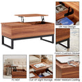 Wood Lift Top Coffee Table with Hidden Compartment, 3 in 1 Multi-Function Lift Tabletop with Storage, Modern Style Dining Table for Living Room and Office, 41-inch, Rustic Oak