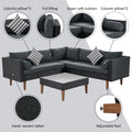 SEGMART 4 Pieces Outdoor Patio Furniture Set, All-Weather Sectional Wicker Sofa with Colorful Pillows & Table, Patio Conversation Set for Garden, Poolside, Porch