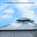 10'x10' Hardtop Gazebo, Outdoor Patio Gazebo with Galvanized Steel Double Roof, Permanent Gazebo Pavilion with Curtain and Netting for Patio, Deck, Backyard