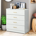 4 Drawer Dresser, 26'' x 13'' x 29'' Simple Elegant Chest of Drawers w/Metal Handles, Durable MDF Wood Chest Cabinet for Bedroom, Pure White Universal Drawer Chest for Closet to Storing Clothes, S7880