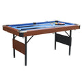 Segmart 5.5 FT Billiards Table, Portable Pool Table for Families, Easy Folding for Storage, Classic Blue Nylon Cloth, Includes Balls, Cues, Felt Brush, Blue and Brown