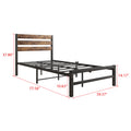 Twin Size Bed Frame with Modern Wooden Headboard, Heavy Duty Platform Metal Bed Frame with Square Frame Footboard, Metal Slats Support Mattress Foundation, Noise-Free, No Box Spring Needed
