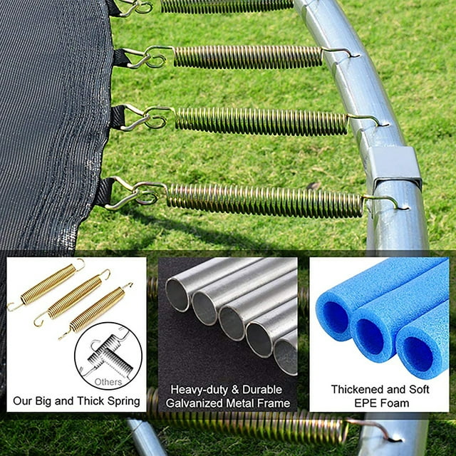 Trampoline with Enclosure, New Upgraded 10 Feet Kids Outdoor Trampoline with Basketball Hoop and Ladder, Heavy Duty Round Trampoline for Indoor Outdoor Backyard, L3740