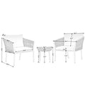 3pcs Outdoor Woven Rope Conversation Bistro Set, Patio Chat Furniture Sets with 2 Single Chairs and 1 Coffee Table, All-Weather Outdoor Woven Rope Sofa Set for Garden Backyard Balcony Poolside