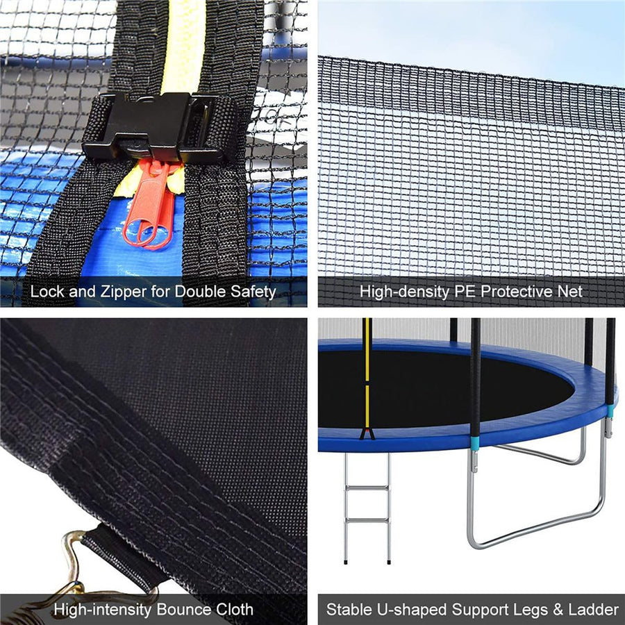 Trampoline on Clearance, New Upgraded 12 Feet Kids Outdoor Trampoline with Safety Enclosure Net and Ladder, Heavy Duty Round Trampoline for Indoor or Outdoor Backyard, Holds 300lbs, L3741