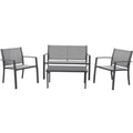 4 Piece Outdoor Patio Furniture Set, SEGMART All-Weather Modern Sofa Set with Loveseat, Glass Top Table Patio Conversation Set for Yard, Pool or Backyard, Gray