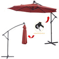 Patio Umbrella with Led Lights, 10FT Solar LED Offset Outdoor Umbrella, Hanging Cantilever Market Patio Umbrella with Crank, Cross Base, Backyard Offset Umbrella for Garden Pool Deck, 32LED
