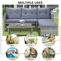 3 Pieces Patio Furniture Sectional Set, Outdoor Furniture Set with Two-Seater Sofa, Lounge Sofa, Table & Cushion, PE Rattan Wicker Bistro Set, Conversation Set for Garden, Backyard