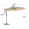 Patio Umbrella with Led Lights, 10FT Solar LED Offset Outdoor Umbrella, Hanging Cantilever Market Patio Umbrella with Crank, Cross Base, Backyard Offset Umbrella for Garden Pool Deck, 32LED