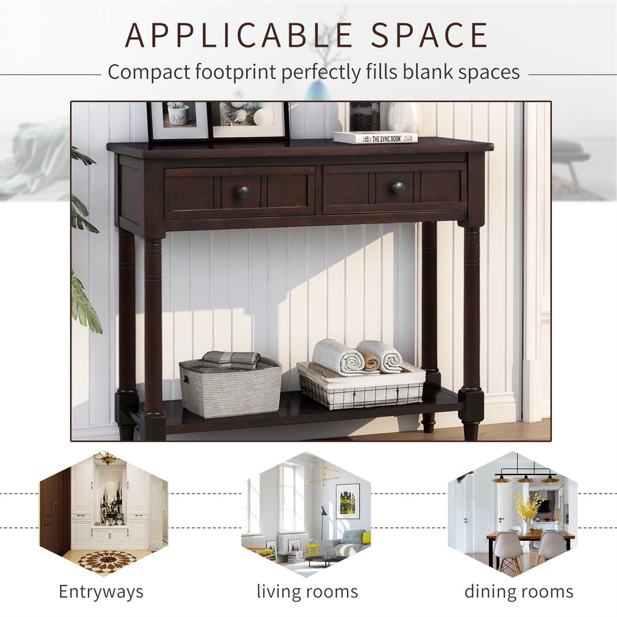 Entry Table with Drawers, SEGMART Wooden Console Table Sofa Table with Storage, Foyer Table Entryway Table with Shelf, Modern Console Table for Living Room Entryway Hallway Foyer Study, Espresso,H2320