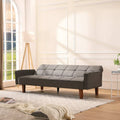 Modern Futon Sofa Bed, Linen Fabric Sleeper Sofa, Convertible Reclining Upholstered Couch Bed with 5 Wood Legs and Armrest, Foldable Couch Sofa Bed for Living Room, Office, Apartment, B1030