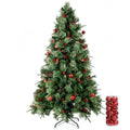 6ft Pre-lit Snow Flocked Artificial Christmas Tree with 350 Lights, Feel Real Snow Flocked PE Tree with Metal Stand for Festive Holiday Decor, Indoor Decoration, 928 Tips