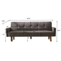 Modern Futon Sofa Bed, Linen Fabric Sleeper Sofa, Convertible Reclining Upholstered Couch Bed with 5 Wood Legs and Armrest, Foldable Couch Sofa Bed for Living Room, Office, Apartment, B1030