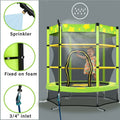 Kids Outdoor Mini Trampoline, 55" Green Small Toddler Trampoline with Enclosure, Rebounder Trampoline with Water Sprinkler for Kid Exercise & Play Indoor Outdoor, L4054