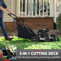 PowerSmart 209CC Engine Gas Powered Lawn Mower, 21 Inch 4-Stroke Push Gas Mower with Grass Bag/Engine Oil, 3-in-1 Walk-Behind Gas Lawn Mower with Big Wheels/5 Adjustable Heights, Black, LLL4748