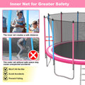 16FT Trampoline with Basketball Hoop, Blue Outdoor Trampolines Recreational Kids Trampoline with Enclosure Net Outdoor for 3-5 Kids, L